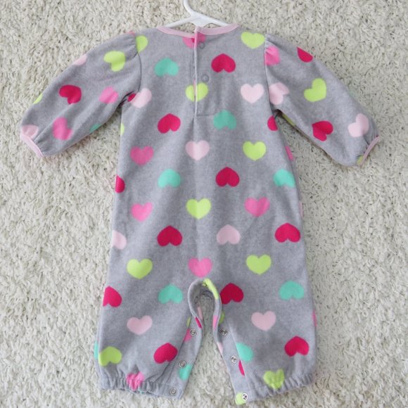 Carter's Girl's Infant Onesie 0-3 Months Multi-Color Heart Pattern on Soft Gray‎ - Picture 2 of 4